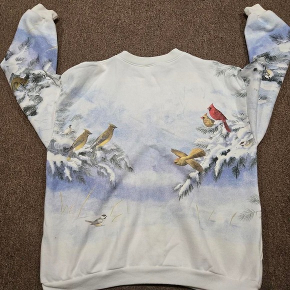 Artisans vintage bird print cardigan winter nature button sweater - Picture 6 of 6